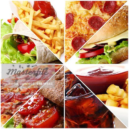Collage of different fast food products