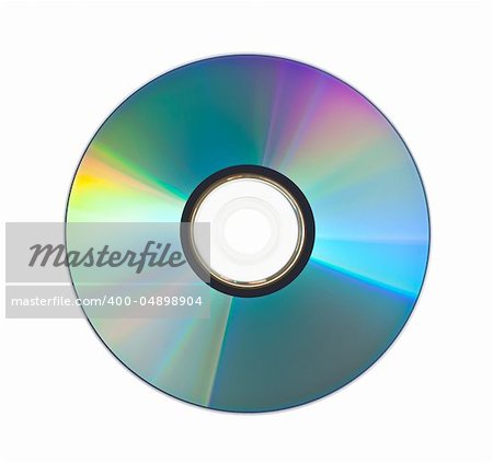 A photography of a cd or dvd rom isolated on white, top view