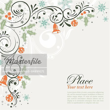 Christmas Frame with snowflakes and holly berry, element for design, vector illustration