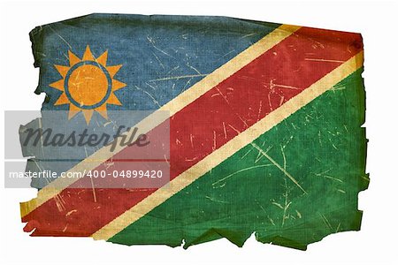 Namibia flag old, isolated on white background