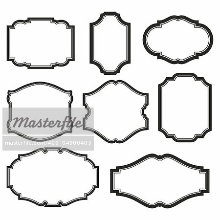 baroque simple set of black frames isolated on white