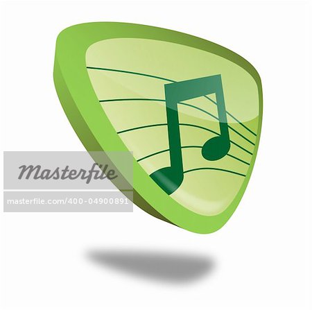 green music button with perspective, symbol for audio and sound