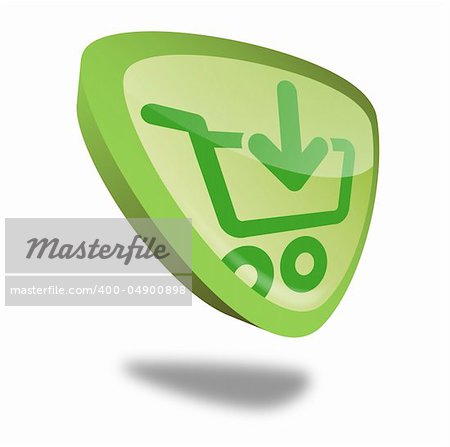 green shopping cart button with perspective