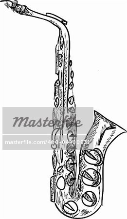 saxophone in black isolated on white background