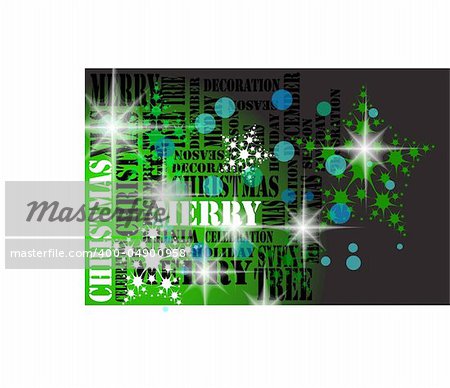 christmas background with snowflakes and stars in green color