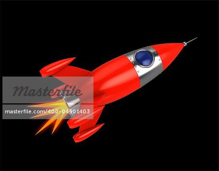 3d illustration of space rocket over black background