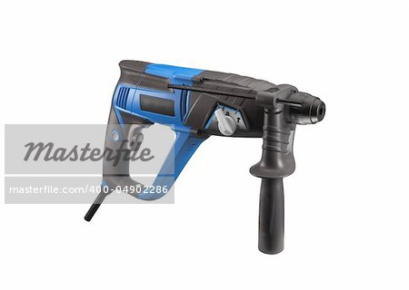 Blue Cordless Drill. Isolated on white background.