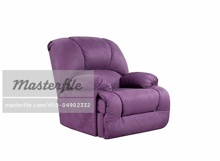 Bright purple leather Armchair isolated on white