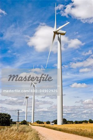 Path of modern wind turbines in Valence, Spain