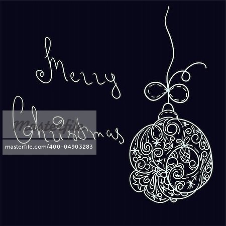 vector white christmas ball on black background