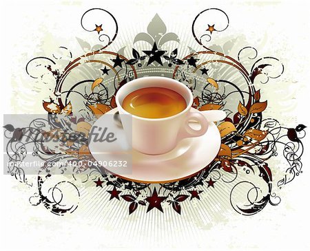 cup of coffee with ornate elements, this illustration may be useful as designer work