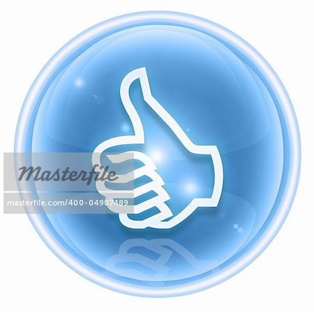 thumb up icon ice, approval Hand Gesture, isolated on white background.