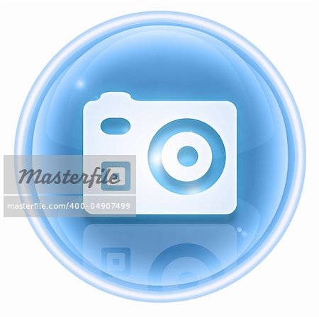 Camera icon ice, isolated on white background