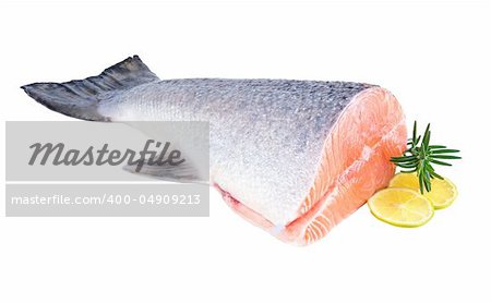 fresh raw salmon isolated on white background