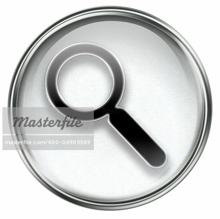 search and magnifier icon grey, isolated on white background.