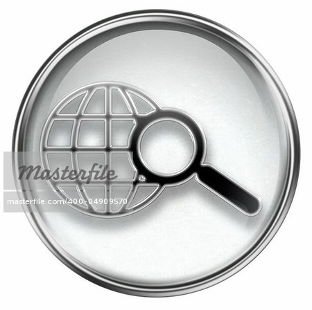 search and magnifier icon grey, isolated on white background.