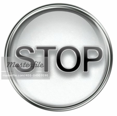 Stop icon grey, isolated on white background