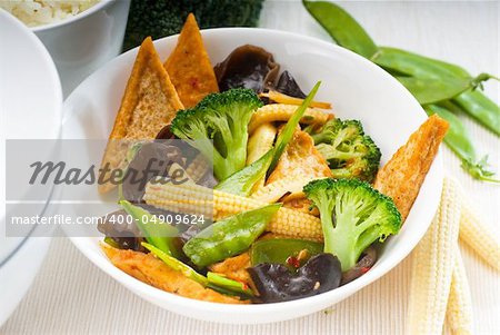 fresh and healthy tofu,bean curd with mix vegetables typical chinese dish