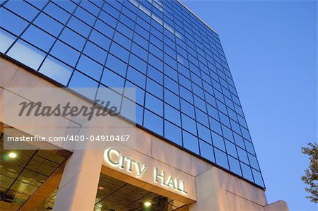 A view of the Anaheim City Hall in Anaheim, CA.