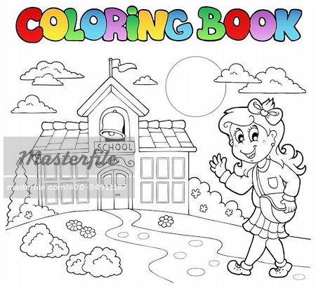 Coloring book school cartoons 8 - vector illustration.