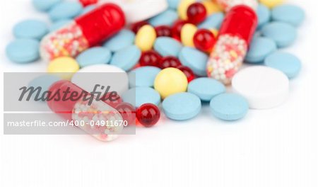 Close up of colorful tablets and capsules