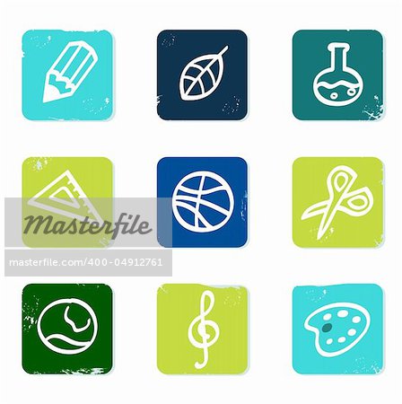 Vector hand drawn icons blocks collection - blue and green.