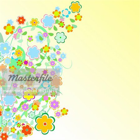 abstract floral Border backgound with camomiles. Flower design