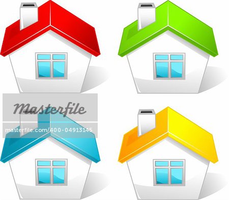 Set of  colored house icons