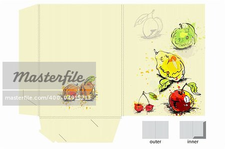 Template for folder with fruit
