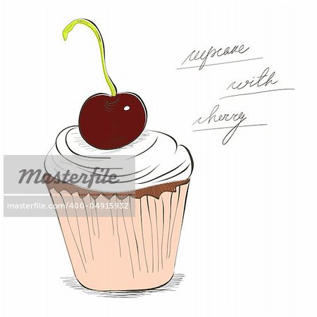 Illustration of cupcake with cherry