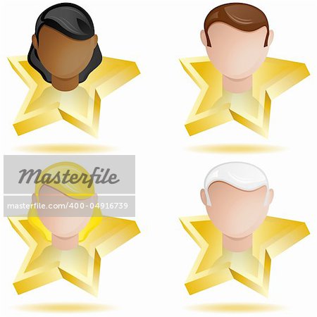Vector - Successful People Head on Golden Star