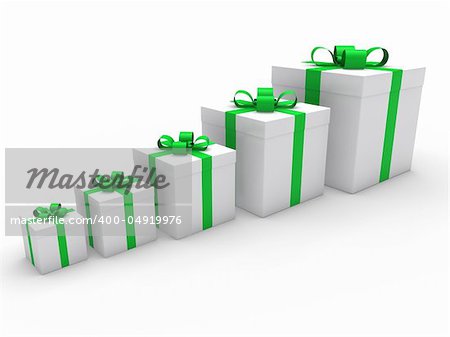 3d gift box ribbon green white birthday