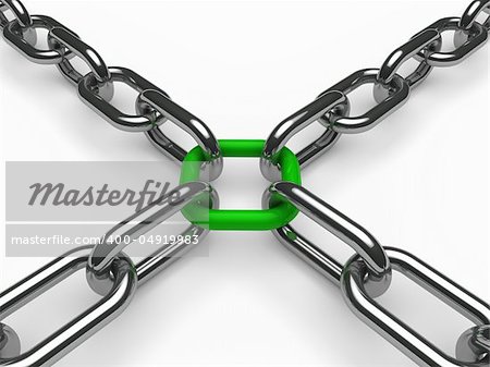3d chain chrome green cross security metal