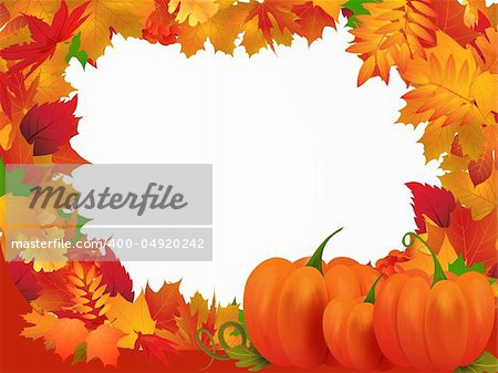 Illustration with frame of autumn leaves