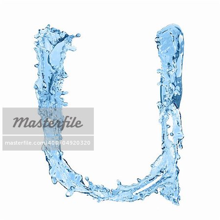 alphabet made of frozen water - the letter U