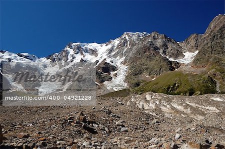summer view of Monte Rosa glacier, Italian side