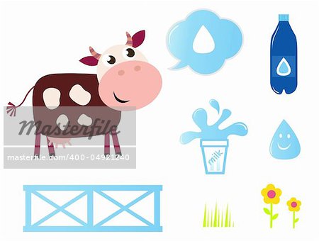Milk, food and nature icons - Vector cartoon Illustration