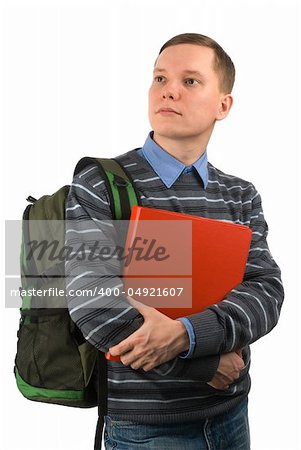 Young student man with a backpack