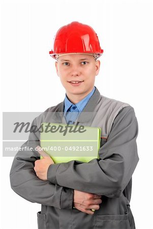 friendly young work man isolated on white