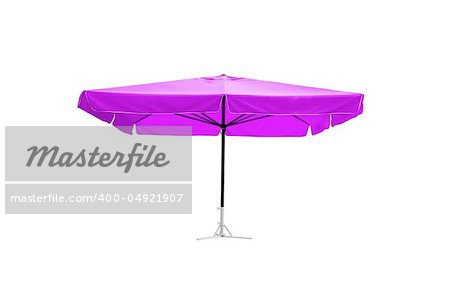 Pink umbrella on white background