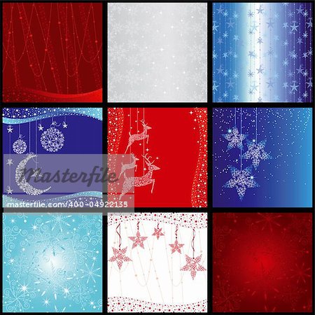 set of elegance christmas snowflake background pattern