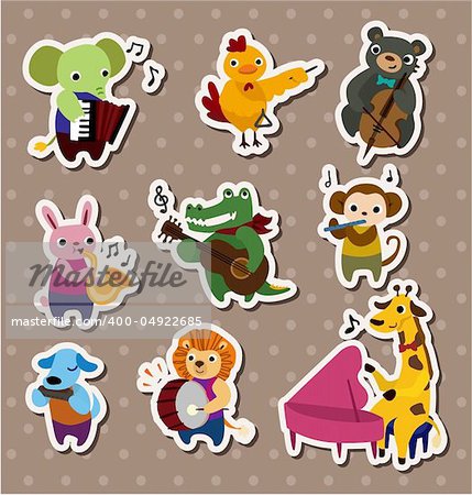 animal play music Stickers,Label