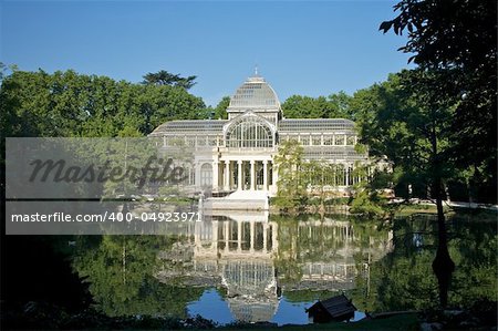 ancient Crystal palace in El Retiro park at Madrid Spain