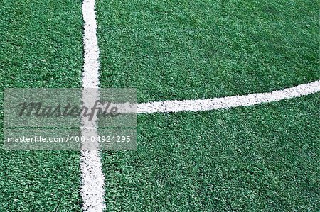 Fake grass soccer field with line