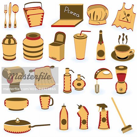 Great collection of 24 different restaurant supply icons