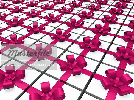 3d pink gift box present ribbon christmas