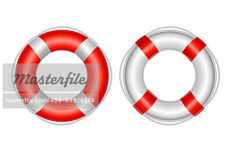 2 Life Buoy, Isolated On White Background, Vector Illustration