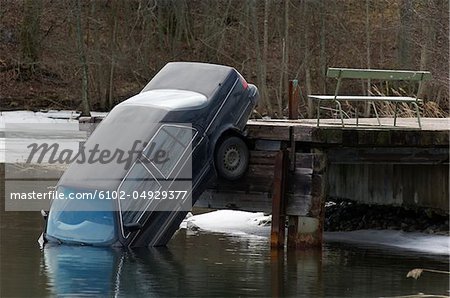 Car in lake