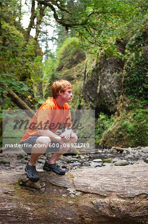 Man Hiking, Oneonta Gorge, Oregon, USA