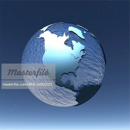 3d render of the globe on a blue starry background